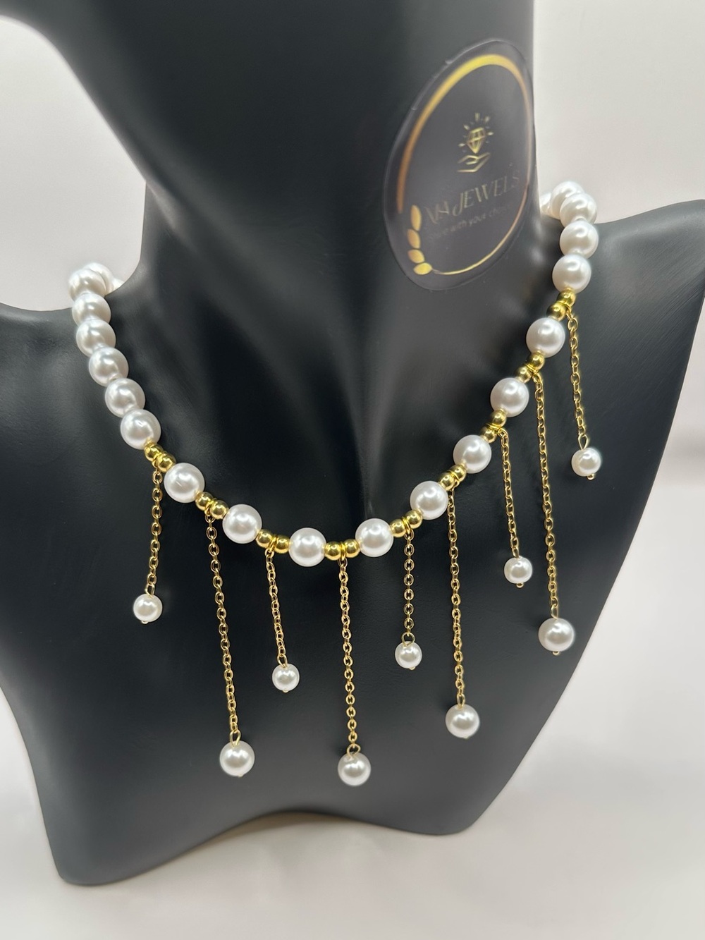 Gold Pearl Fringe Necklace - Women Jewelry